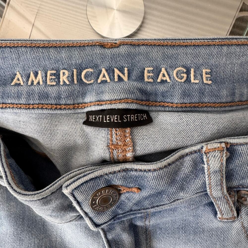 American Eagle Flare Leg Jeans Women’s 0 Distressed Boho Western Low Rise Y2K - Picture 10 of 12